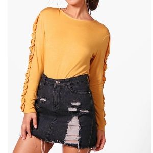 Mustard frill long sleeve top
